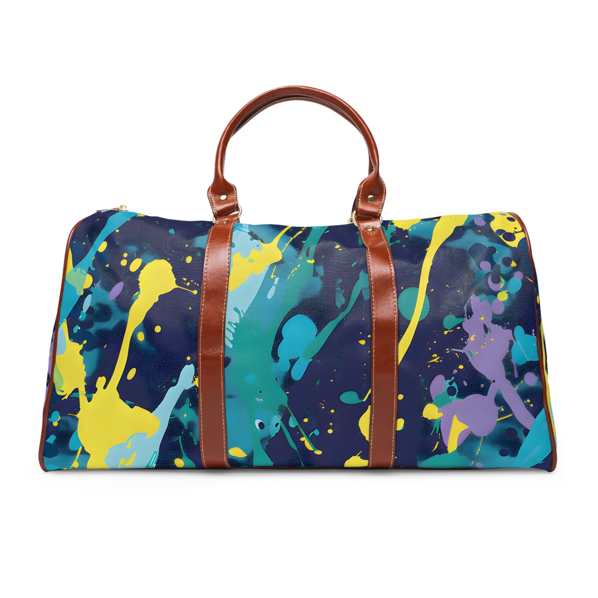 Ocean Waves Splash Dark Blue Travel Bag