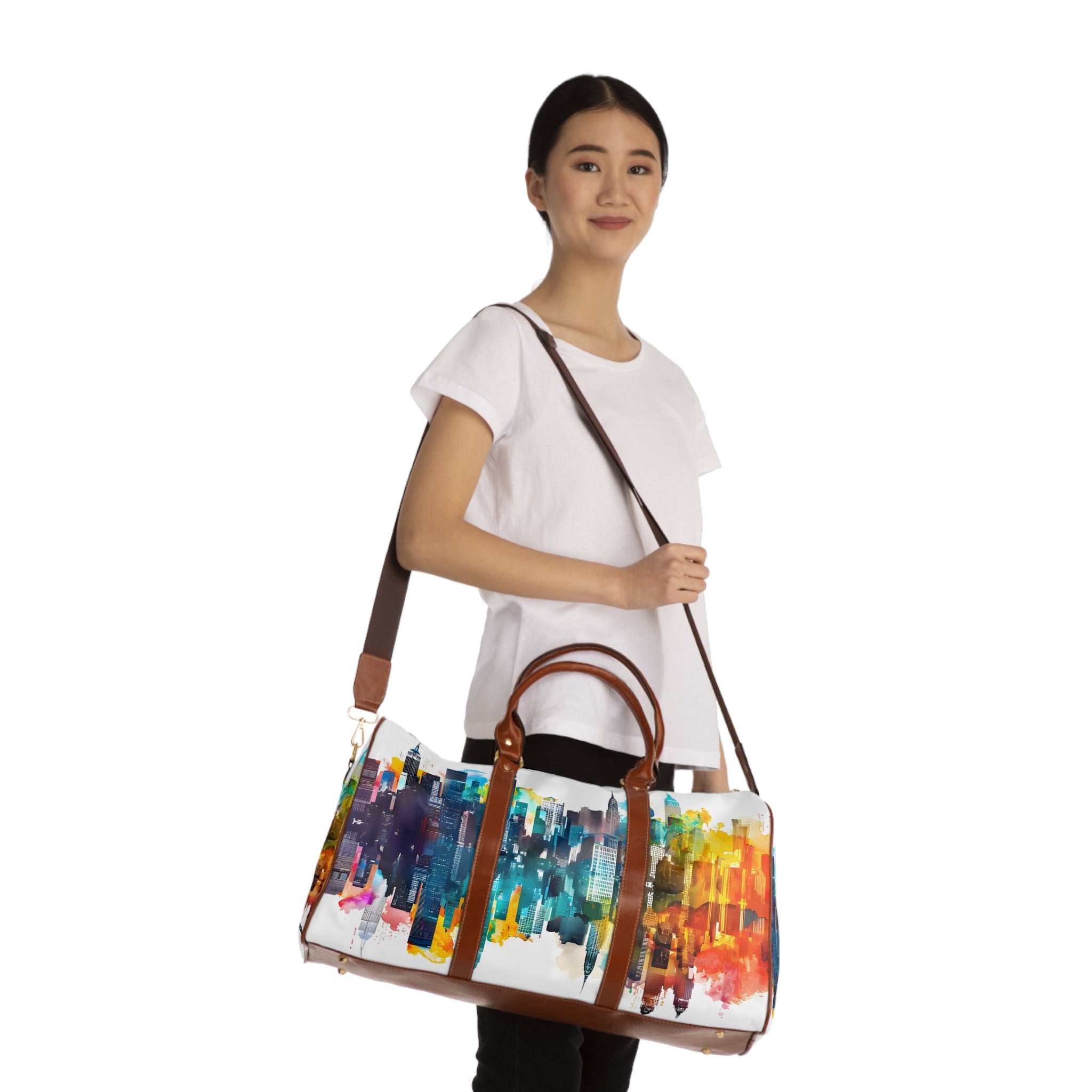 Colorful Cityscape Packed Travel Bag