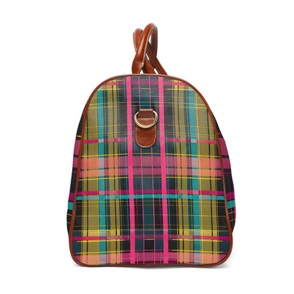 Magenta Teal Plaid Travel Bag