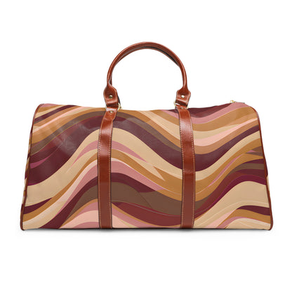 Dusty Maroon Waves Tropical Travel Bag