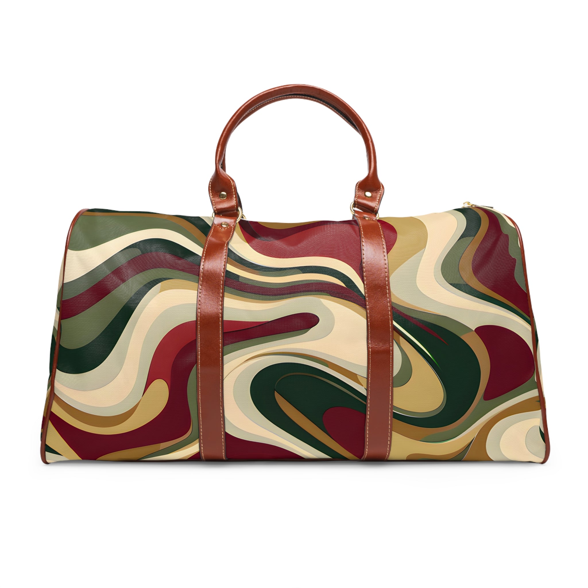 Burgundy Gold Waves Travel Bag