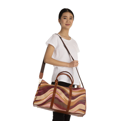 Dusty Maroon Waves Tropical Travel Bag