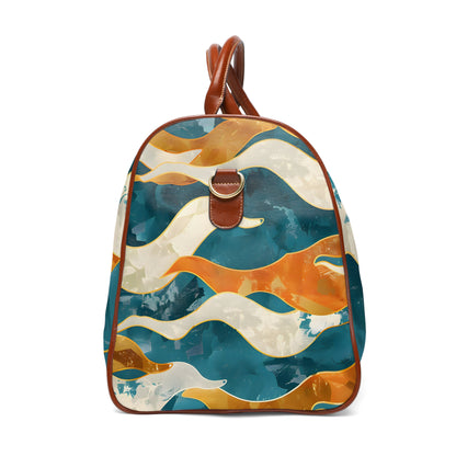 Coral Cream Gold Waves Travel Bag