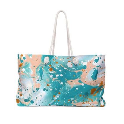 Turquoise & Peach Splash Weekender Tote Bag