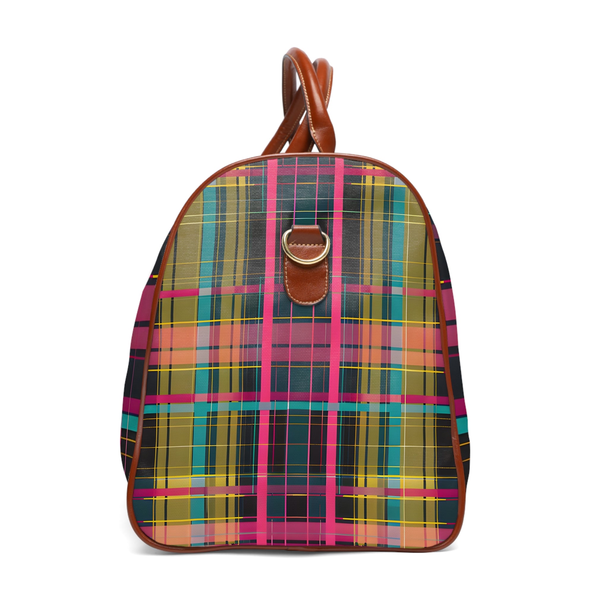 Magenta Teal Plaid Travel Bag