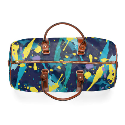 Ocean Waves Splash Dark Blue Travel Bag