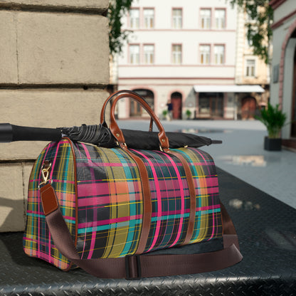 Magenta Teal Plaid Travel Bag