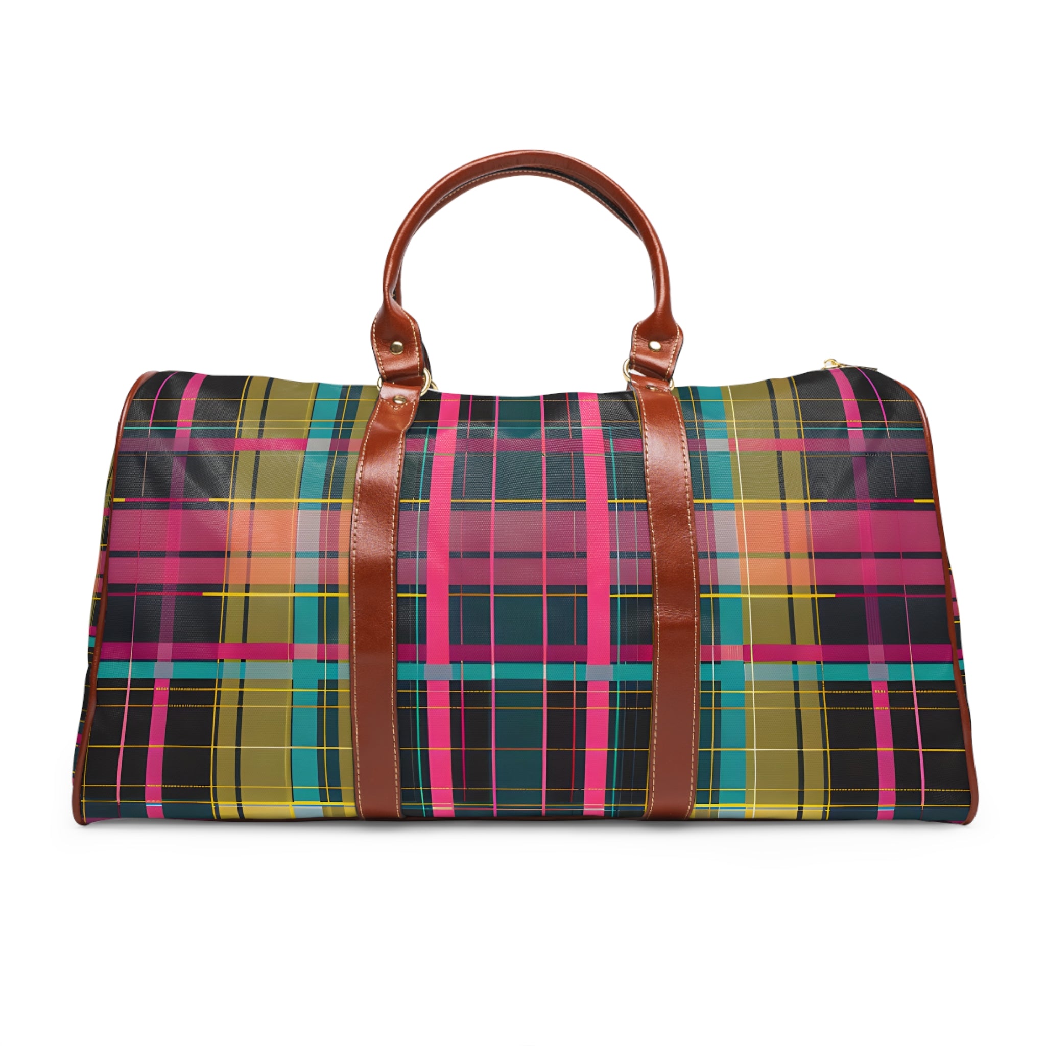 Magenta Teal Plaid Travel Bag