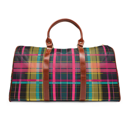 Magenta Teal Plaid Travel Bag