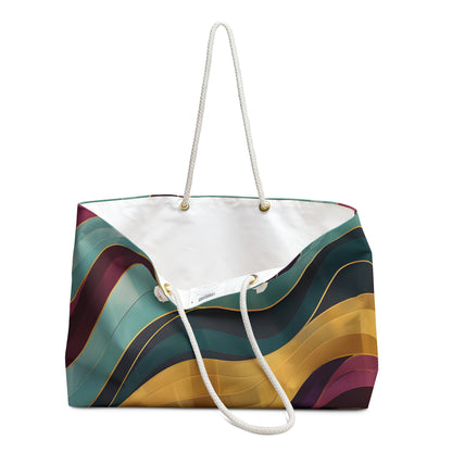 Crimson Teal Waves Weekender Tote Bag