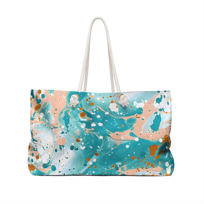 Turquoise & Peach Splash Weekender Tote Bag