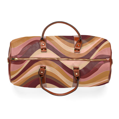 Dusty Maroon Waves Tropical Travel Bag