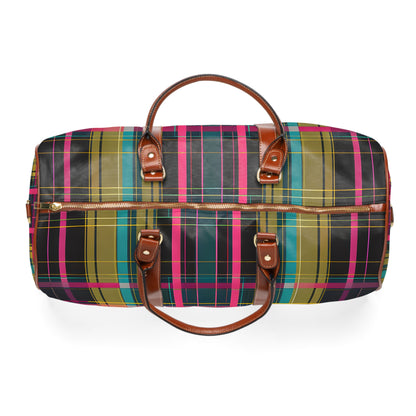 Magenta Teal Plaid Travel Bag