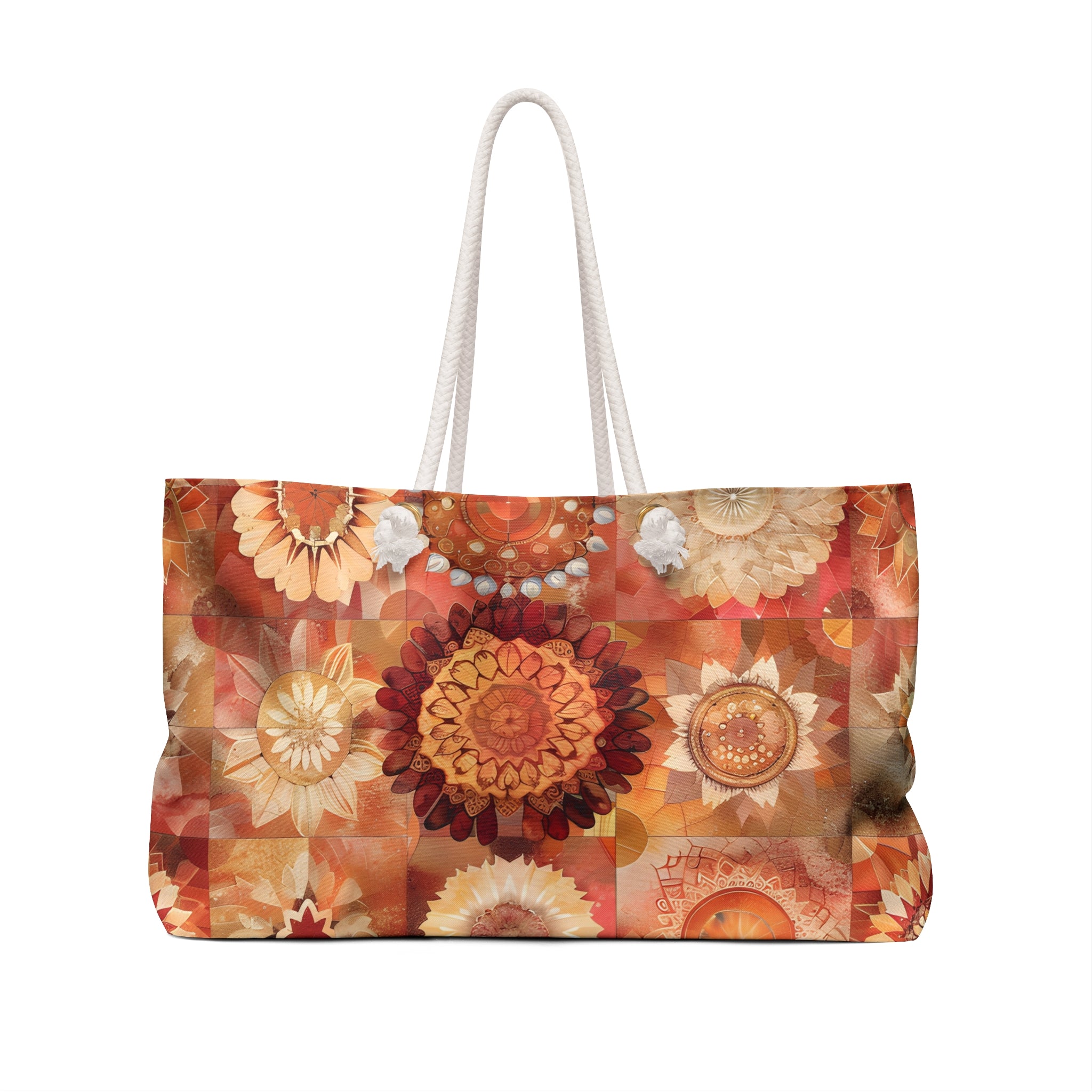 Bohemian Sunburst Mandala Tote Bag