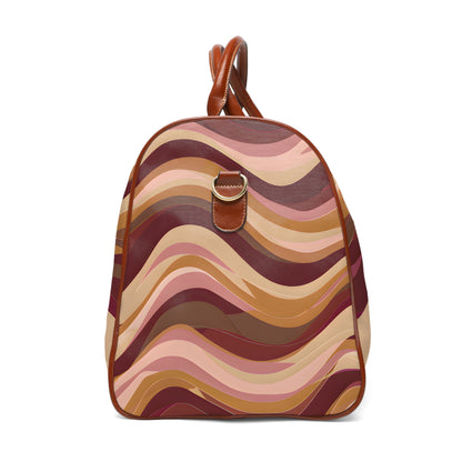 Dusty Maroon Waves Tropical Travel Bag