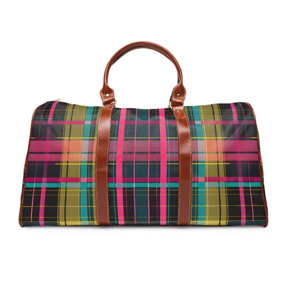 Magenta Teal Plaid Travel Bag