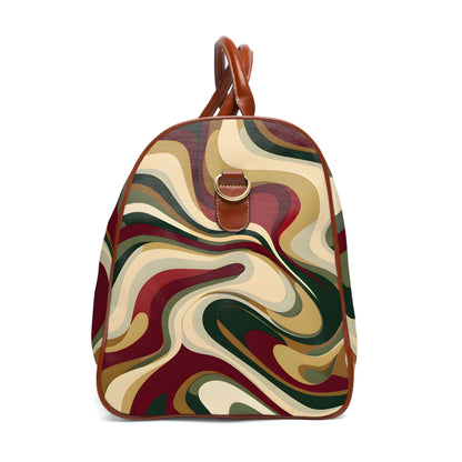 Burgundy Gold Waves Travel Bag