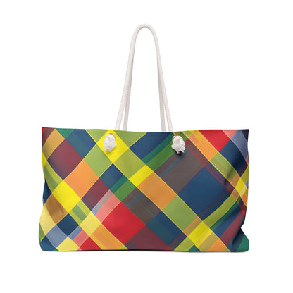 Sapphire Plaid Crimson Weekender Tote Bag