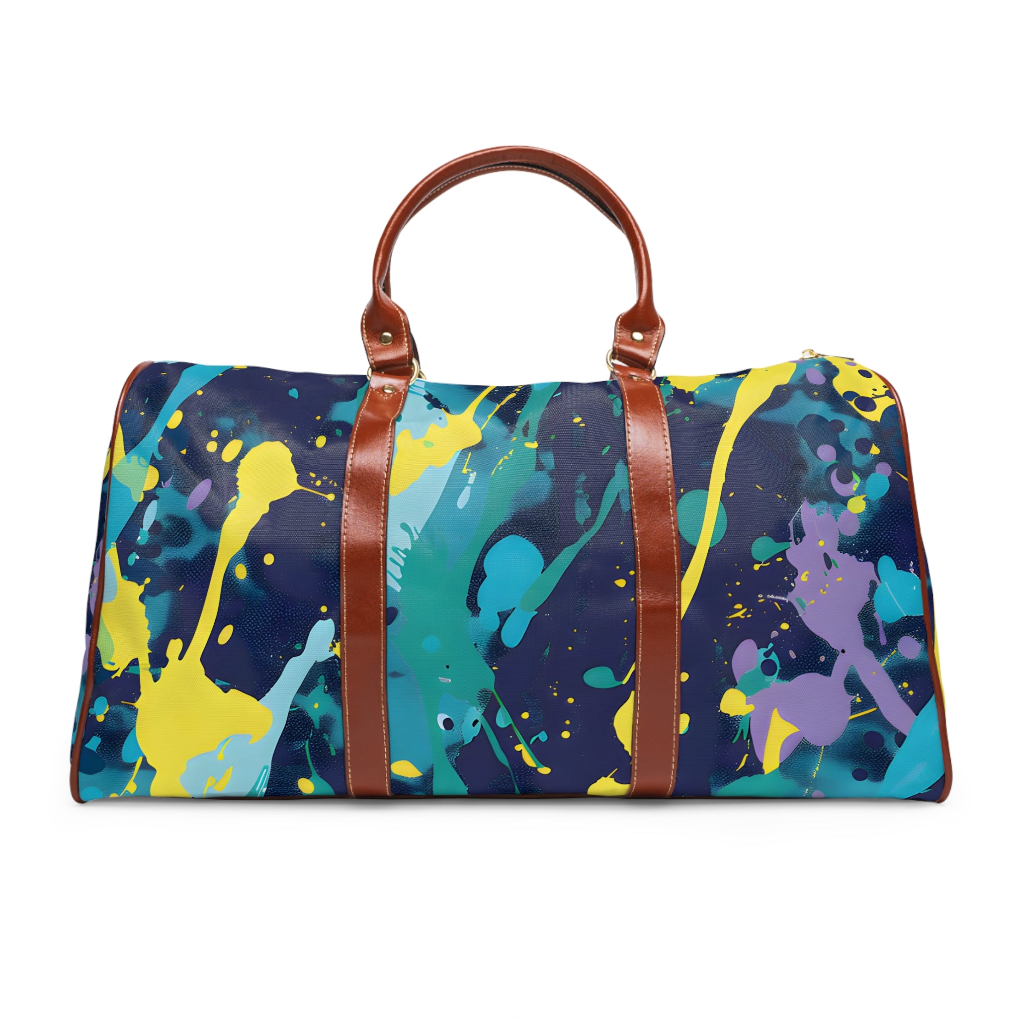 Ocean Waves Splash Dark Blue Travel Bag