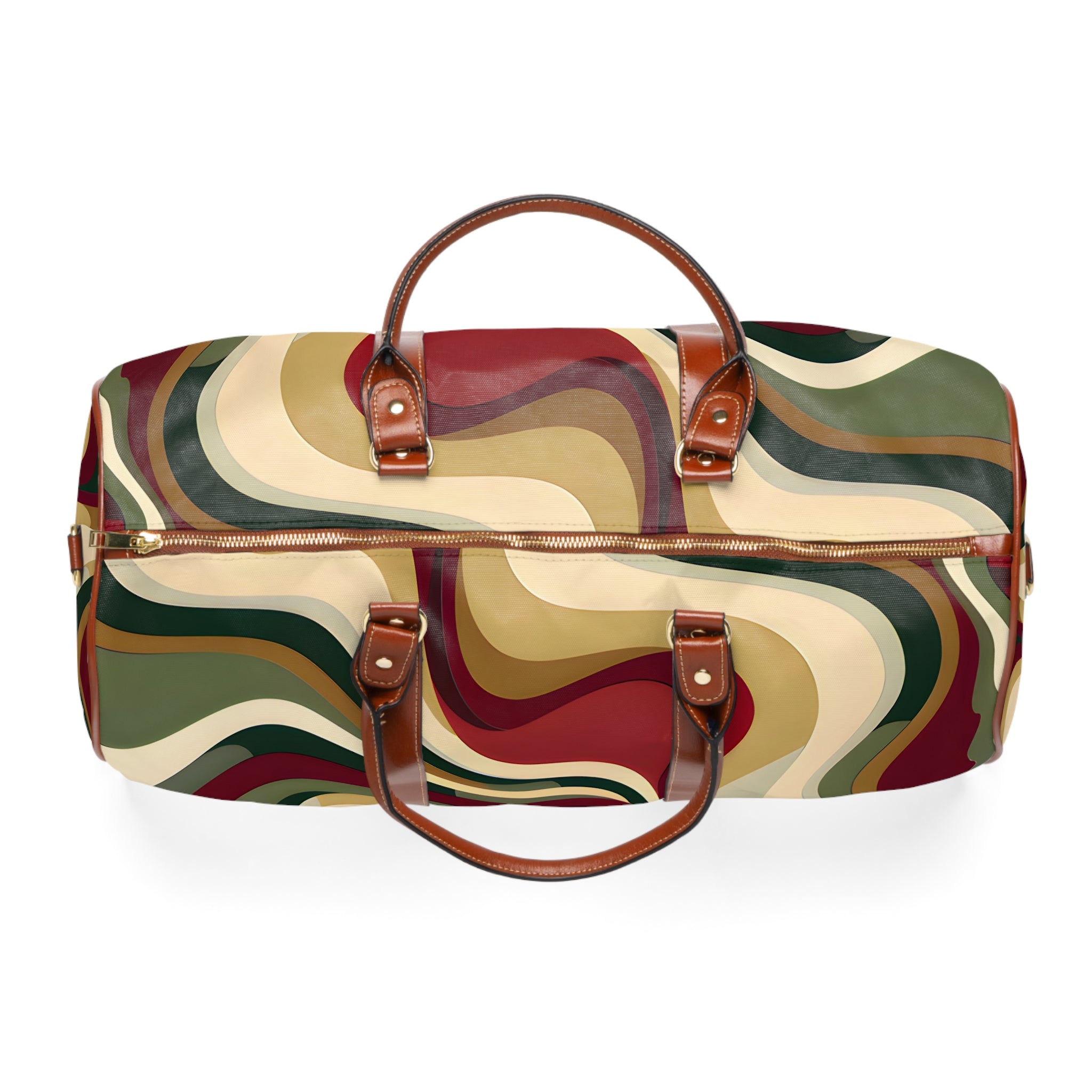 Burgundy Gold Waves Travel Bag