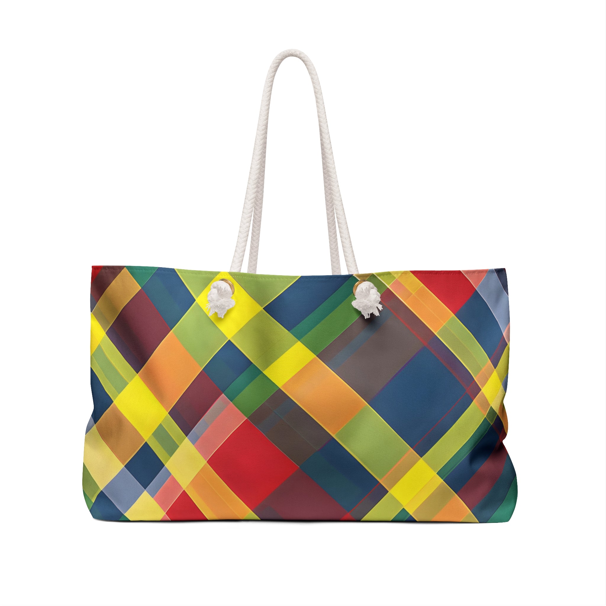 Sapphire Plaid Crimson Weekender Tote Bag