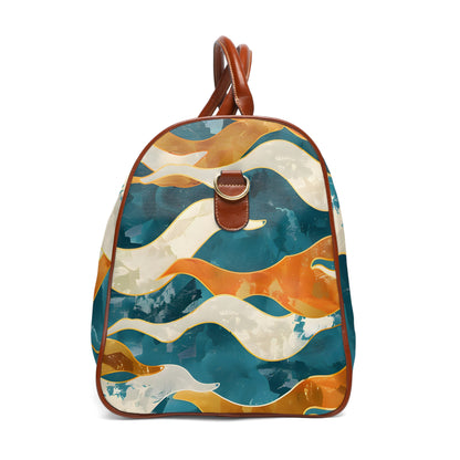 Coral Cream Gold Waves Travel Bag