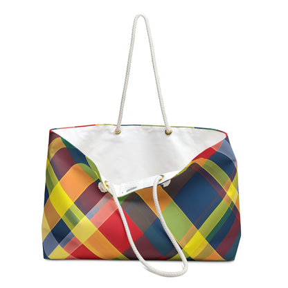 Sapphire Plaid Crimson Weekender Tote Bag