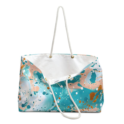 Turquoise & Peach Splash Weekender Tote Bag