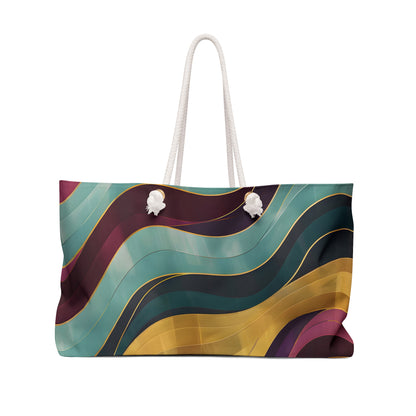 Crimson Teal Waves Weekender Tote Bag