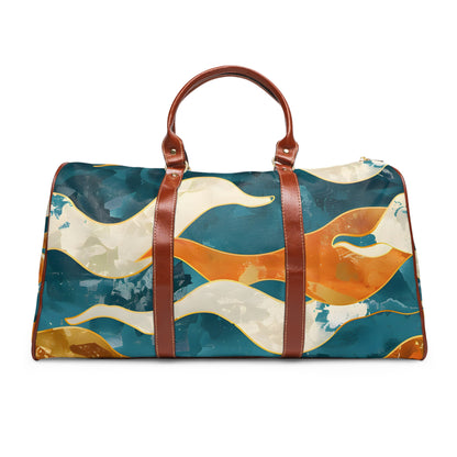 Coral Cream Gold Waves Travel Bag