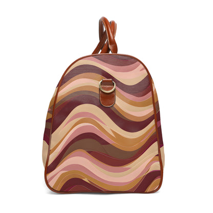 Dusty Maroon Waves Tropical Travel Bag