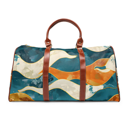 Coral Cream Gold Waves Travel Bag