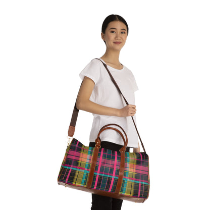 Magenta Teal Plaid Travel Bag