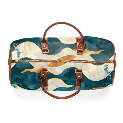 Coral Cream Gold Waves Travel Bag