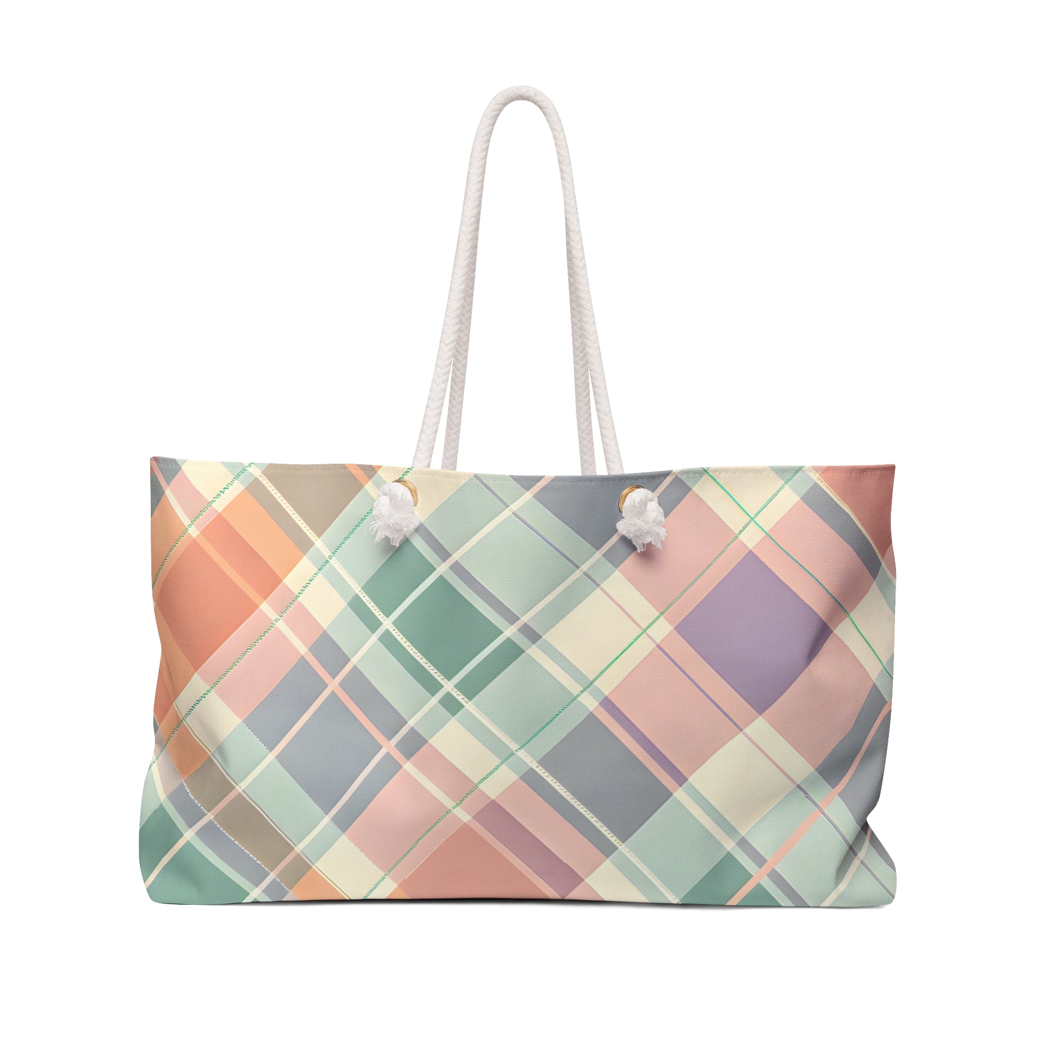 Plaid Mint Charmer Tote Bag